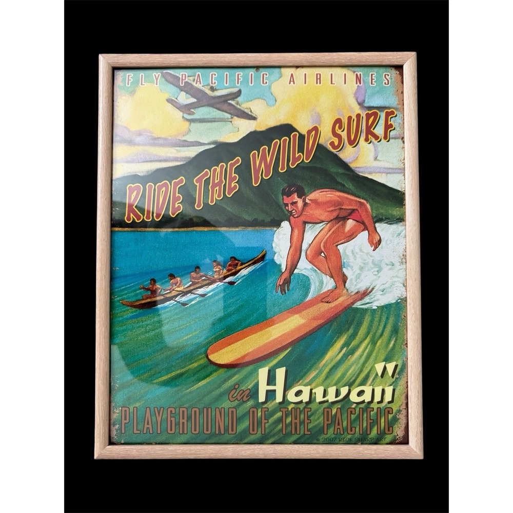 Fly The Pacific Airlines Vtg Hawaii Playground of the Pacific Poster Rick Sharp